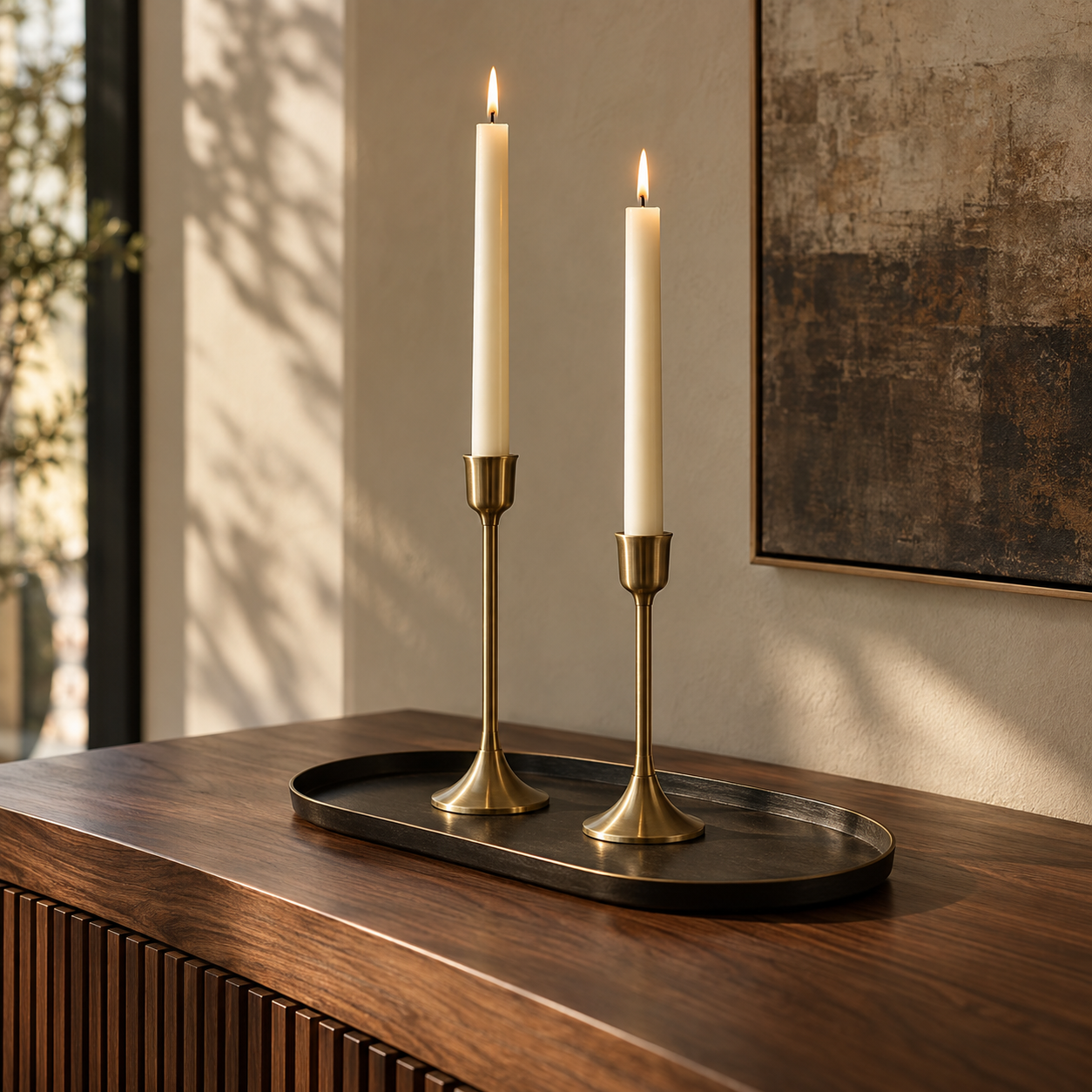 Set Gaia — Castiçais · velas · bandeja